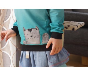 Stickdatei - Doodle Happy Cat Gucker Doodle Appli winkend